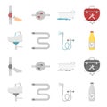 Washbasin, heated towel-dryer, mixer, showers and other equipment.Plumbing set collection icons in cartoon,monochrome