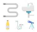 Washbasin, heated towel-dryer, mixer, showers and other equipment.Plumbing set collection icons in cartoon style vector