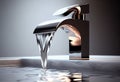 washbasin and metallic faucet with water drop at home Royalty Free Stock Photo