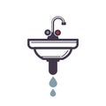 Washbasin with pipe spraying water icon on white Royalty Free Stock Photo