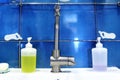 Washbasin tap with stainless steel waste Royalty Free Stock Photo