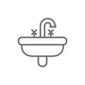 Washbasin, wash basin, sink line icon.