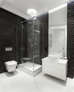 washbasin, wc bowl and shower enclosure at luxury apartment