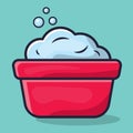 Washbowl with foam bubbles vector illustration in flat style Royalty Free Stock Photo