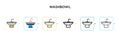 Washbowl vector icon in 6 different modern styles. Black, two colored washbowl icons designed in filled, outline, line and stroke Royalty Free Stock Photo