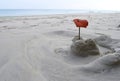 Washed Out Sand Castle by Kid - Sand Play at White Sandy Beach with Sea in Background - Leisure, Fun, Play and Activity Royalty Free Stock Photo