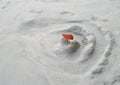 Washed Out Sand Castle by Kid - Sand Play at White Sandy Beach with Sea - Leisure, Fun, Play and Activity Royalty Free Stock Photo