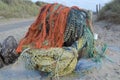 Washed-up fishing nets at Dutch Northsea coast