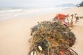 Washed-up fishing nets