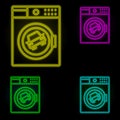 Washer car carwash neon color set icon. Simple thin line, outline of car wash icons for ui and ux, website or mobile