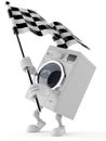 Washer character waving race flag Royalty Free Stock Photo