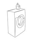 Washer continuous one line vector drawing. Appliance vector icon. Washing house thin line design Royalty Free Stock Photo