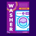 Washer Laundry Machine Advertising Banner Vector