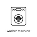 Washer machine icon. Trendy modern flat linear vector Washer mac