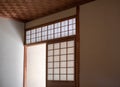 Washi paper on Japanese shoji screen door Royalty Free Stock Photo