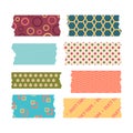 Washi tape. Colored handmade japanese crafted paper ribbons different pattern ragged edges vector template