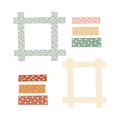 Washi tape frames in light boho colors. Bright vector design for web, print, planners, etc.