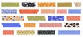 Washi tape. Japanese paper tape with decorative pattern, cute japanese stickers for scrapbook, decoration and masking. Vector set Royalty Free Stock Photo