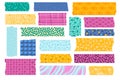 Washi tape. Japanese paper tapes for photo decoration, colorful patterns scotch strips. Torn fabric border stickers