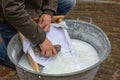 Washing being done by traditional method Royalty Free Stock Photo