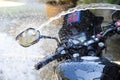 Washing black motorcycle