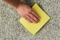 Washing carpet from dirty spot Royalty Free Stock Photo