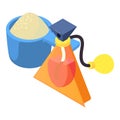 Washing concept icon isometric vector. Washing powder in measuring spoon perfume