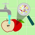 Washing contaminated apple Royalty Free Stock Photo