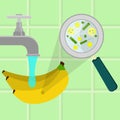 Washing contaminated banana