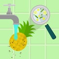 Washing contaminated pineapple