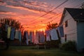 washing day. Clothes hanging on a clothesline to dry on clothespins