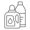 Washing detergent thin line icon. Detergent container vector illustration isolated on white. Laundry liquid outline