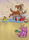 illustration of the bathing dog Royalty Free Stock Photo