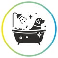 washing dogs icon, pet bathe or care, animal bathtub Royalty Free Stock Photo