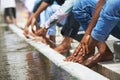 Washing foot islamic ablution rite Royalty Free Stock Photo