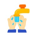Washing Hand in Flat Drawing Cartoon Animated Vector Illustration Royalty Free Stock Photo
