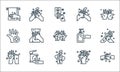 Washing hand line icons. linear set. quality vector line set such as hand washing, washing hand, faucet, clean, alcohol gel, wash