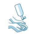 Washing hand with sanitizer liquid soap vector icon Finger Royalty Free Stock Photo