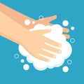 Washing hand with soap, Hand cleaning to prevent virus and bacteria, Vector design illustration.