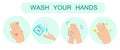 Washing Hands with Alcohol gel,hand sanitizer, Water. Infographic Steps How Washing Hands Properly. Prevention against Virus and I Royalty Free Stock Photo