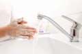 Washing hands in the bathroom Royalty Free Stock Photo