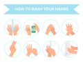 Washing hands. Children daily hygiene bathroom washing vector healthcare cartoon set
