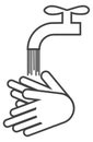 Washing hands illustration, in black and white flat style. Royalty Free Stock Photo