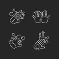 Washing hands instruction chalk white icons set on dark background Royalty Free Stock Photo