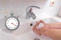 Washing hands for 20 seconds to prevent contamination Royalty Free Stock Photo