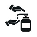 Washing hands with sanitizer liquid soap vector icon