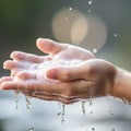 Washing Hands with Soap Closeup. Woman Wash her Palms, Soapy Arms, Washing Hands