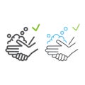 Washing hands with soap color line icons, wash and hygiene, wash your hands sign, vector graphics, a linear pattern on a Royalty Free Stock Photo