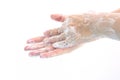 Washing hands with soap isolate on white background.Hygiene concept.Ã Â¹Æ Royalty Free Stock Photo