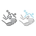 Washing hands with soap line and line color icon, wash and hygiene, wash your hands sign, vector graphics, a linear Royalty Free Stock Photo